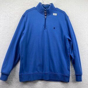 IZOD Mens Advantage Performance 1/4 Zip Pullover Size Large Blue Stretch Logo